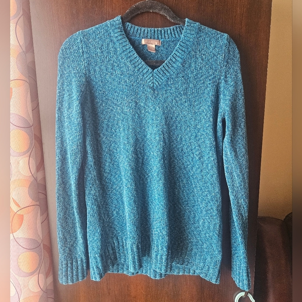 White Stag Blue V-Neck Sweater Size Small